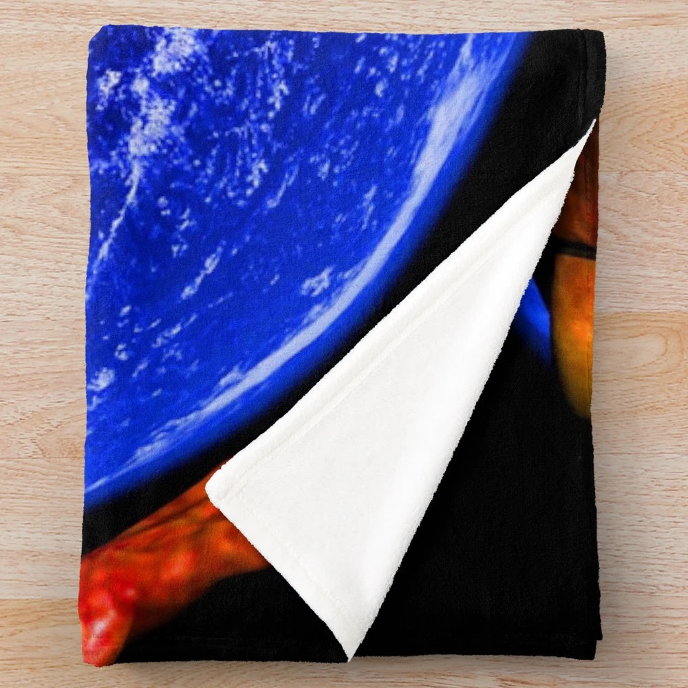 Dragon-themed plush blanket with abstract, colorful patterns