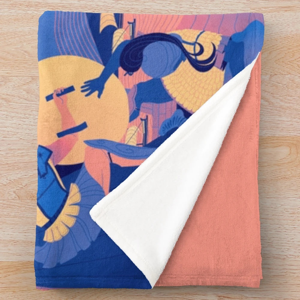 Epic Trilogy Landscape Plush Blanket with Greek Mythology Motifs