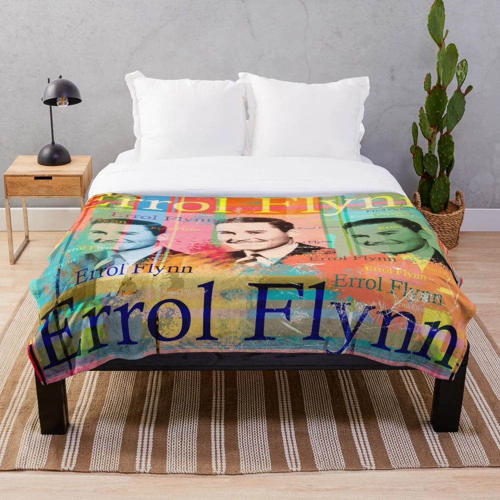 Errol Flynn portrait plush blanket featuring the famous Hollywood actor