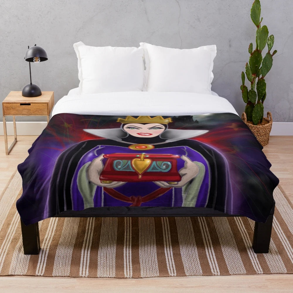 Evil Queen plush blanket with dark crown and regal design