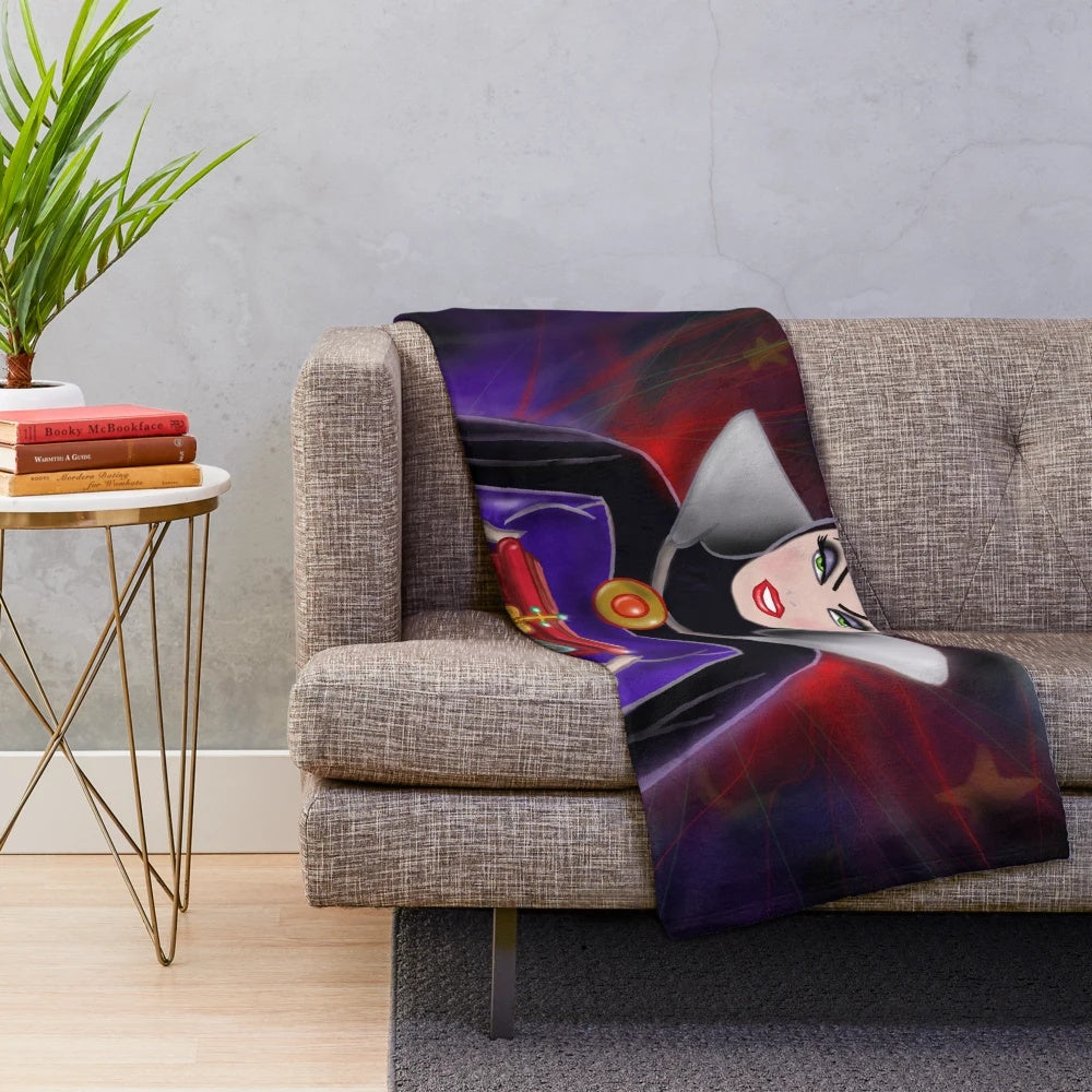 Evil Queen plush blanket with dark crown and regal design