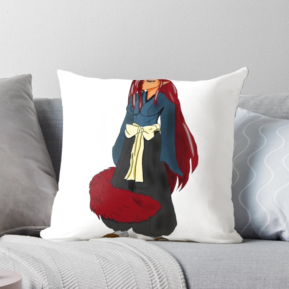 Stylish and vibrant pillow featuring a feline villain character from the world of comics and anime