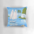 Decorative pillow featuring a vibrant image of traditional felucca boats sailing on the Nile River in Egypt