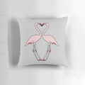 Vibrant flamingo design on a grey pillow for a stylish, nature-inspired home accent.