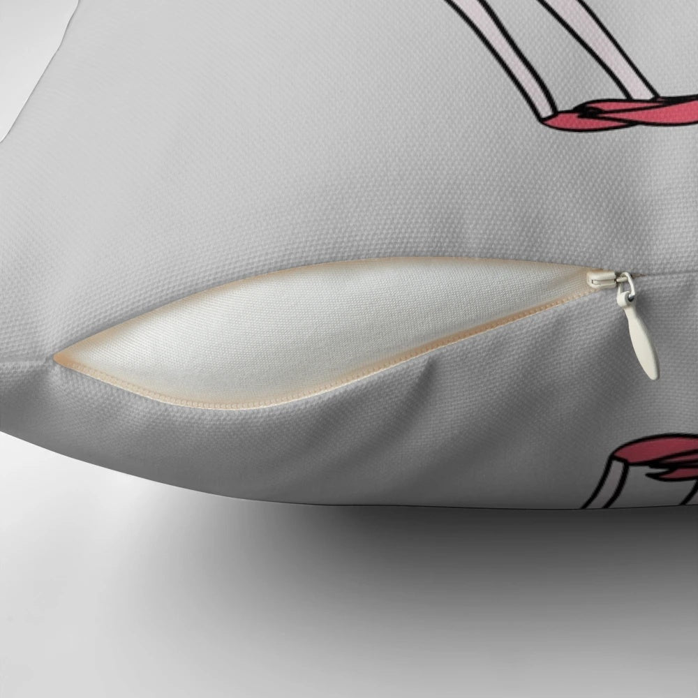 Vibrant flamingo design on a grey pillow for a stylish, nature-inspired home accent.