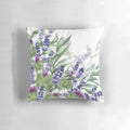 A vibrant and artistic pillow featuring thistles and lavender flowers, created by Scottish designer Fiona Calder.