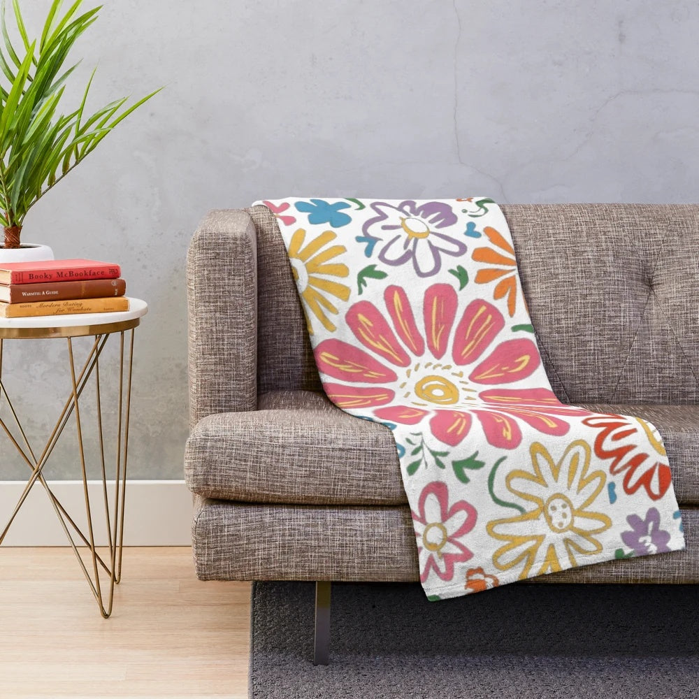 Mesmerizing floral plush blanket showcasing vibrant, botanical beauty