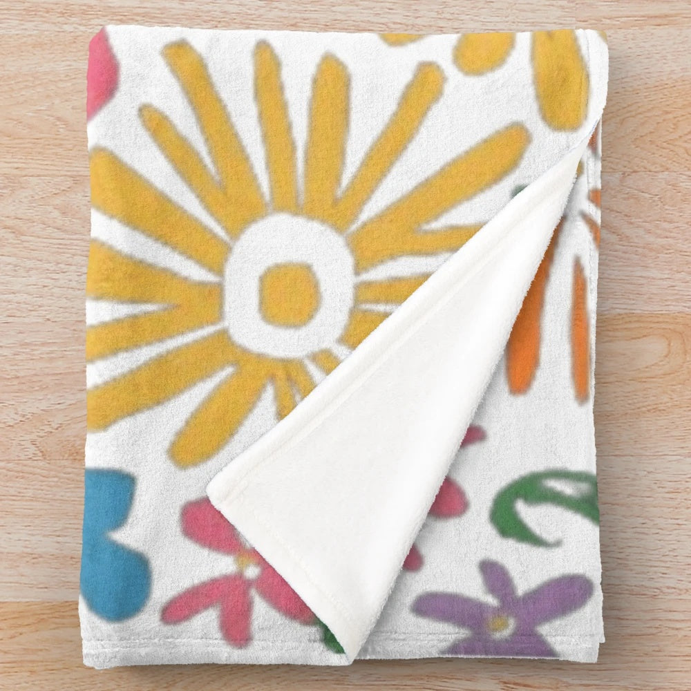 Mesmerizing floral plush blanket showcasing vibrant, botanical beauty