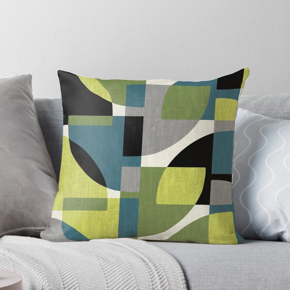 Fragments IV Pillow - Geometric Abstract Artwork for Home Decor