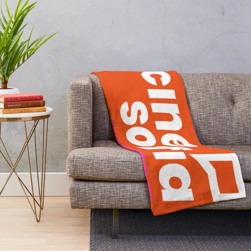 Captivating geometric plush blanket featuring a cinema and philosophy-inspired design