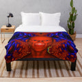 Vibrant ghoul plush blanket with abstract patterns and nature-inspired design