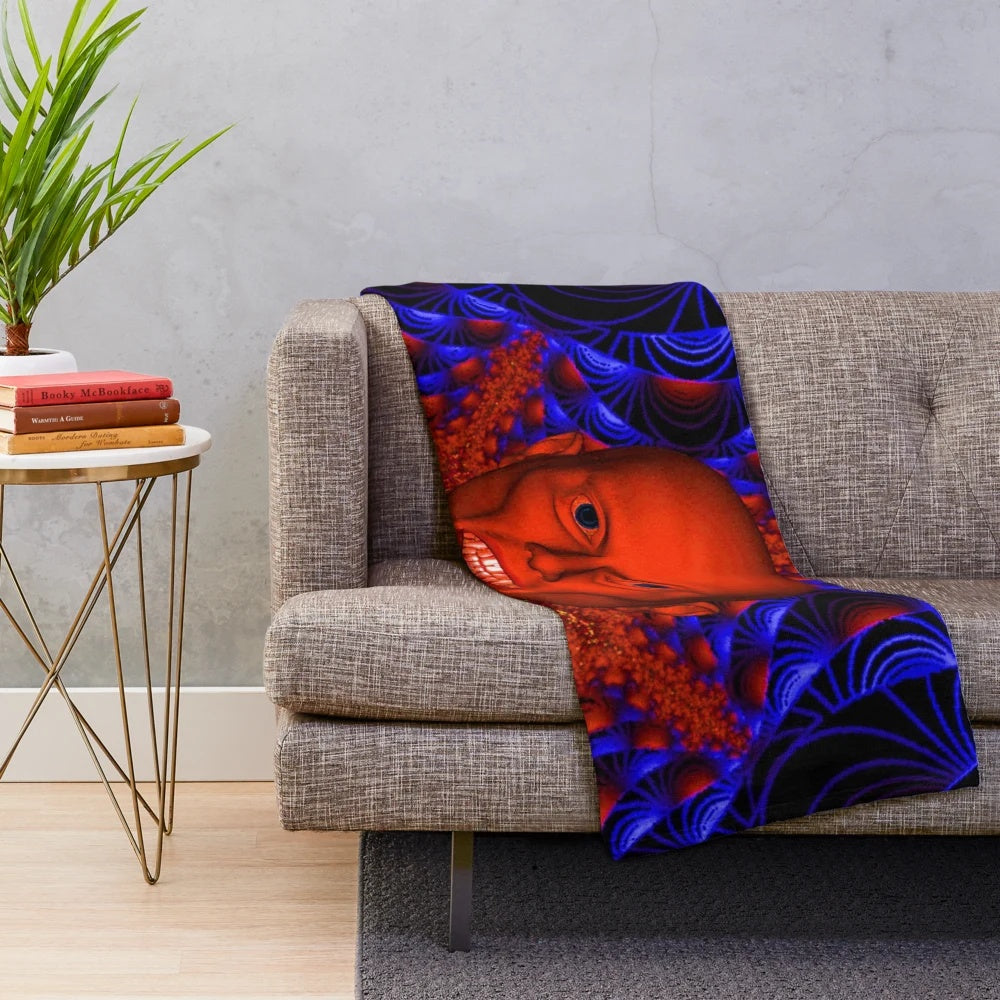 Vibrant ghoul plush blanket with abstract patterns and nature-inspired design