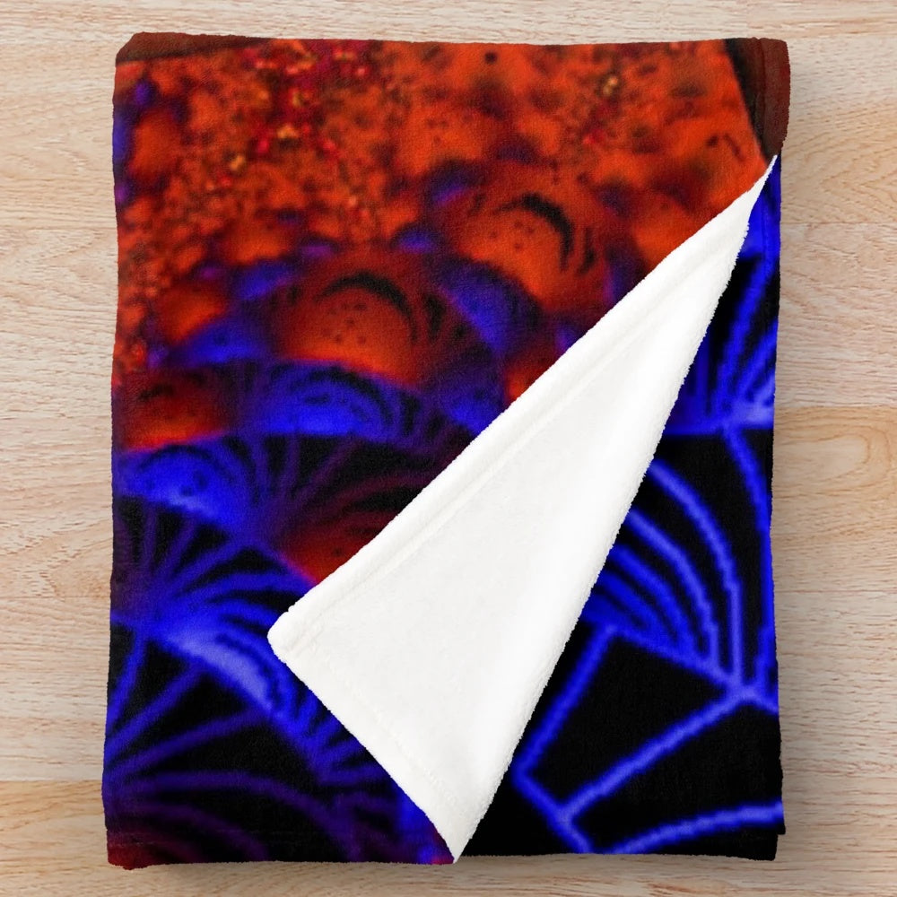 Vibrant ghoul plush blanket with abstract patterns and nature-inspired design