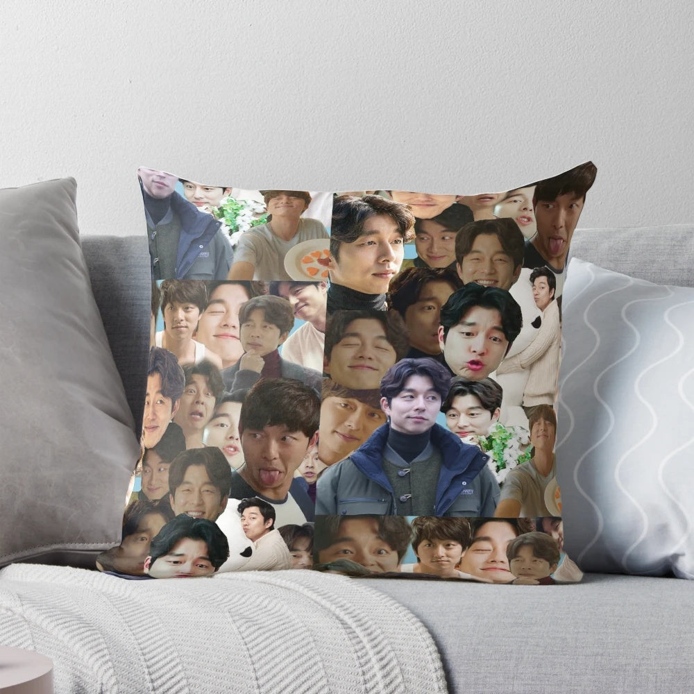 Gong Yoo Collage Pillow featuring the beloved actor from popular Korean dramas