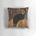 Elegant Gustav Klimt inspired cat pillow with intricate floral and gold design