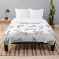 Hammerhead shark plush blanket with detailed ocean pattern design