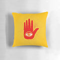 Artistic hand and eye pillow with abstract, alchemy-inspired design