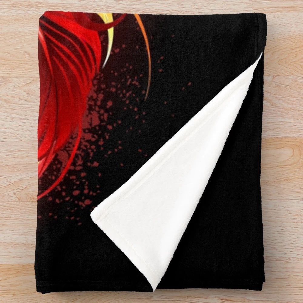 Infinity with rainbow feather on black background plush blanket