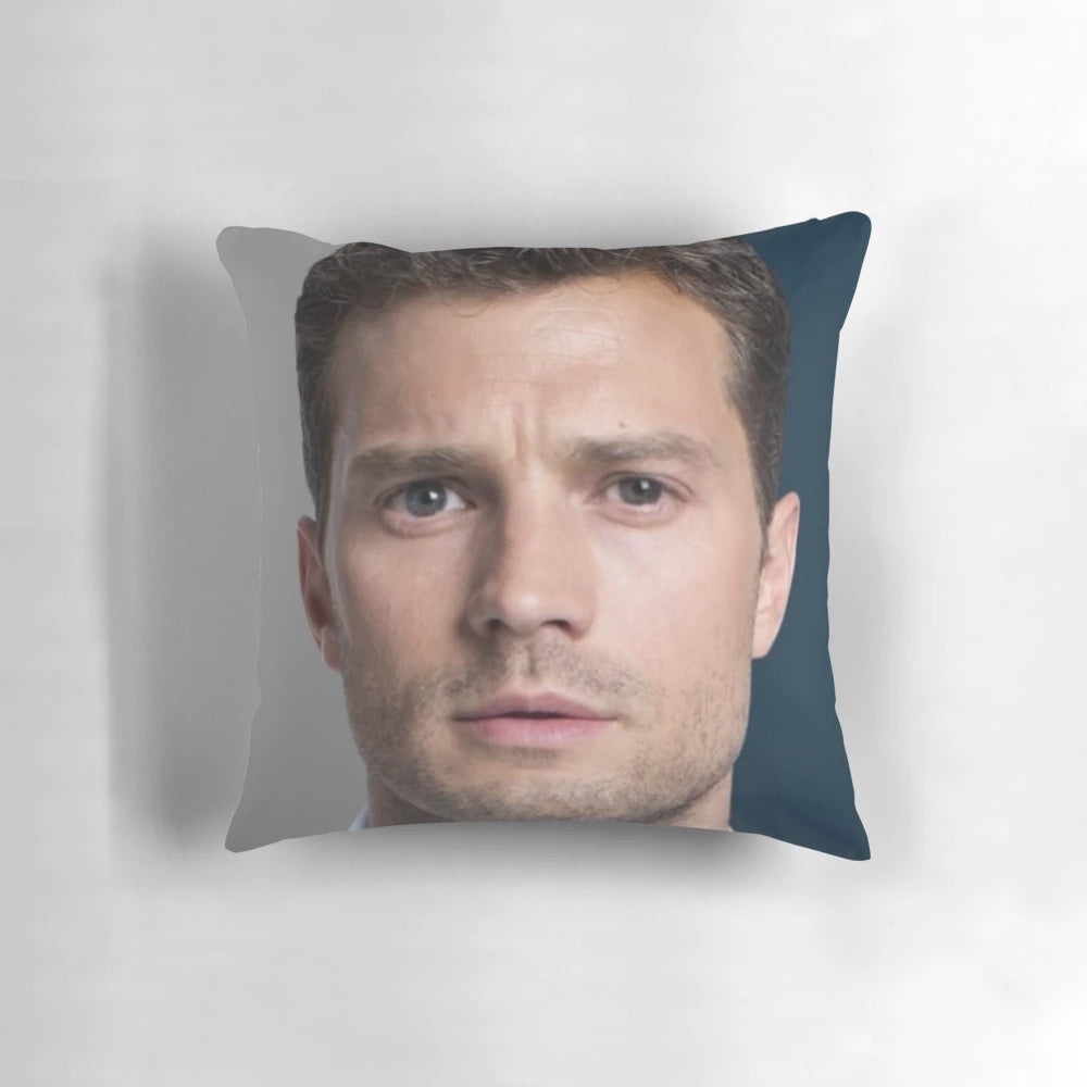 Soft, plush Jamie Dornan pillow for Fifty Shades of Grey movie fans