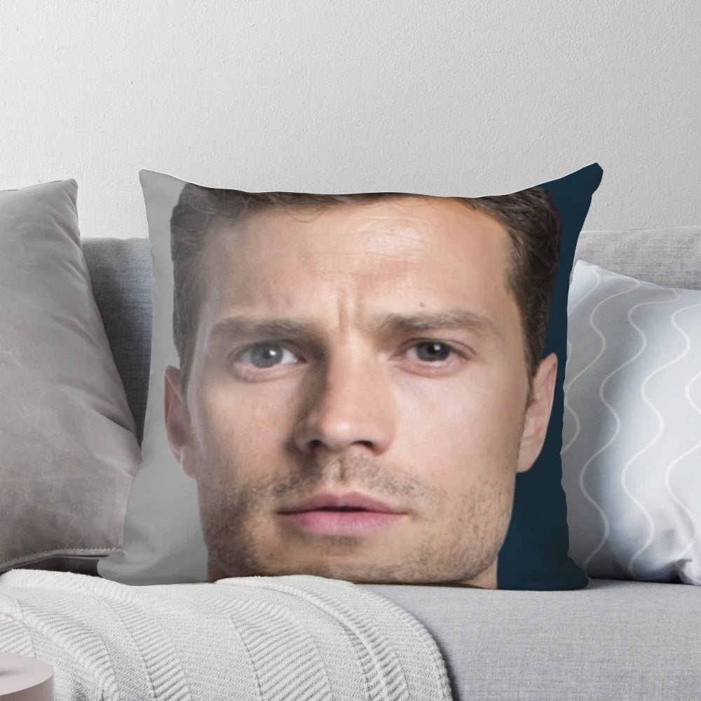 Soft, plush Jamie Dornan pillow for Fifty Shades of Grey movie fans