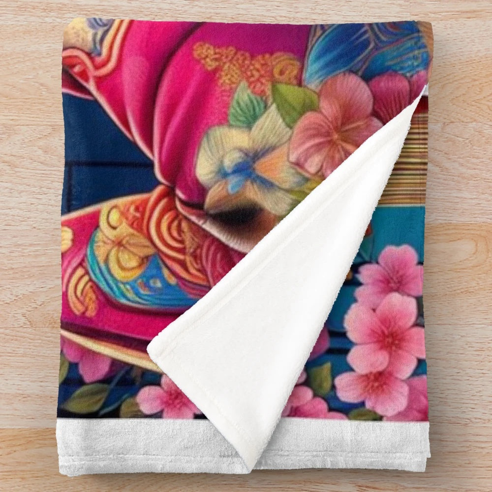 Japanese Geisha Plush Blanket