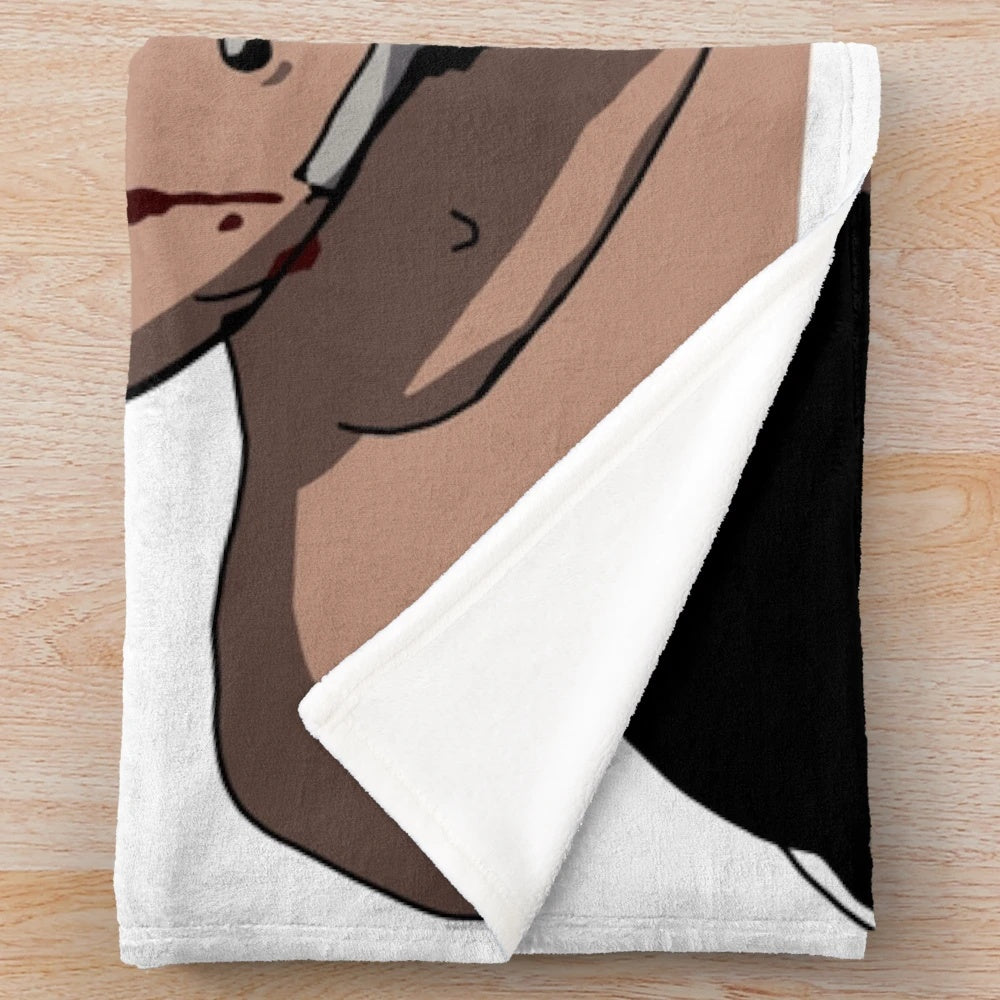 Killing Stalking-inspired plush blanket with focus on dark romance and thriller elements