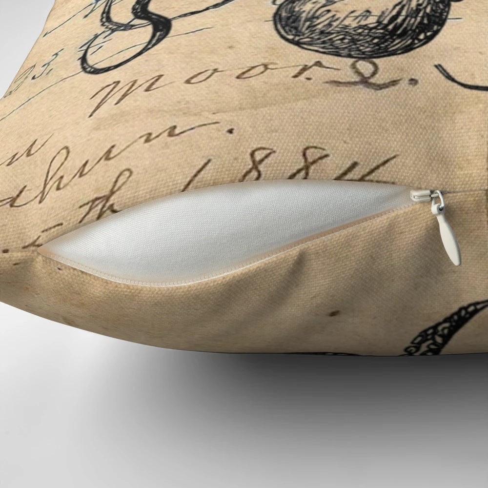 Pillow featuring a captivating illustration of a kraken attacking a ship in a steampunk-inspired nautical design.