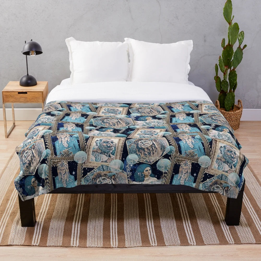 Soft, cozy labyrinth-inspired plush blanket for enchanting home decor