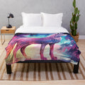 Plush blanket featuring a stunning abstract depiction of a legendary wolf