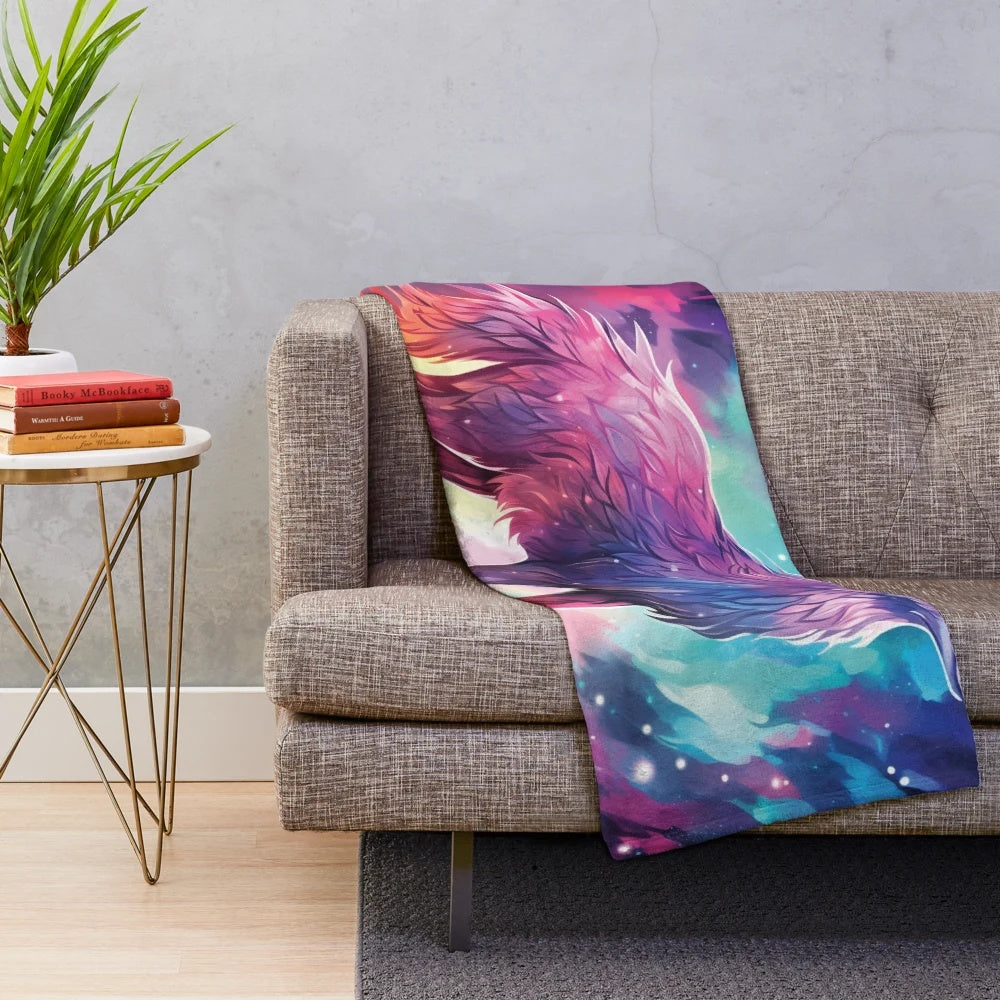 Plush blanket featuring a stunning abstract depiction of a legendary wolf
