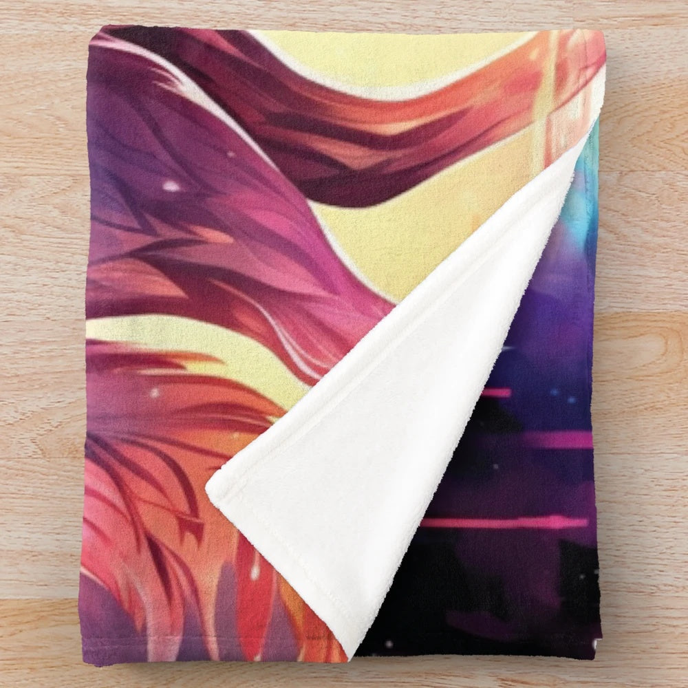 Plush blanket featuring a stunning abstract depiction of a legendary wolf