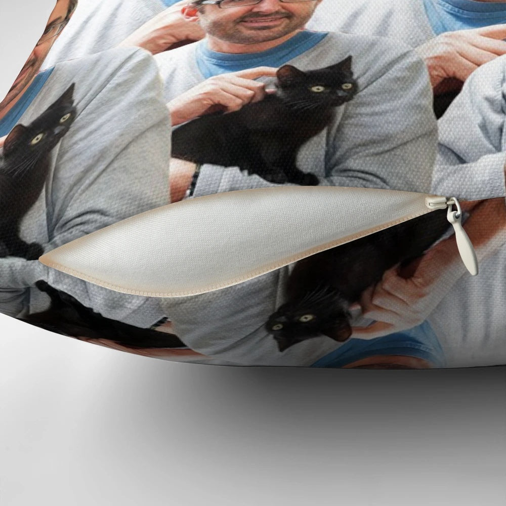 Soft, plush pillow featuring an image of kittens from the BBC documentary series by Louis Theroux.