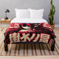 Plush blanket featuring a manga-style illustration of a demon girl with horns and colorful eyes