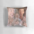 Vibrant pillow featuring a manic portrait of acclaimed musical theater actor Christian Borle