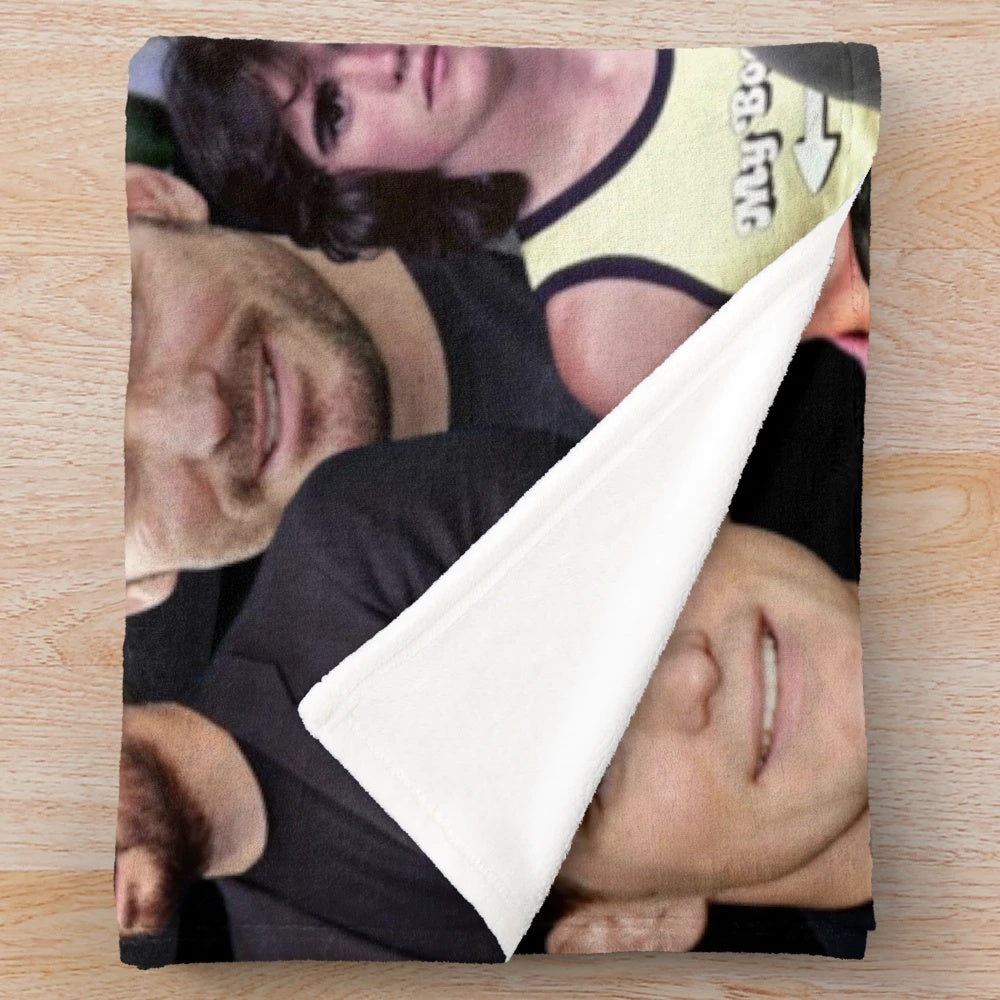 Cozy plush blanket featuring a collage of Matt Dillon's iconic movie portraits