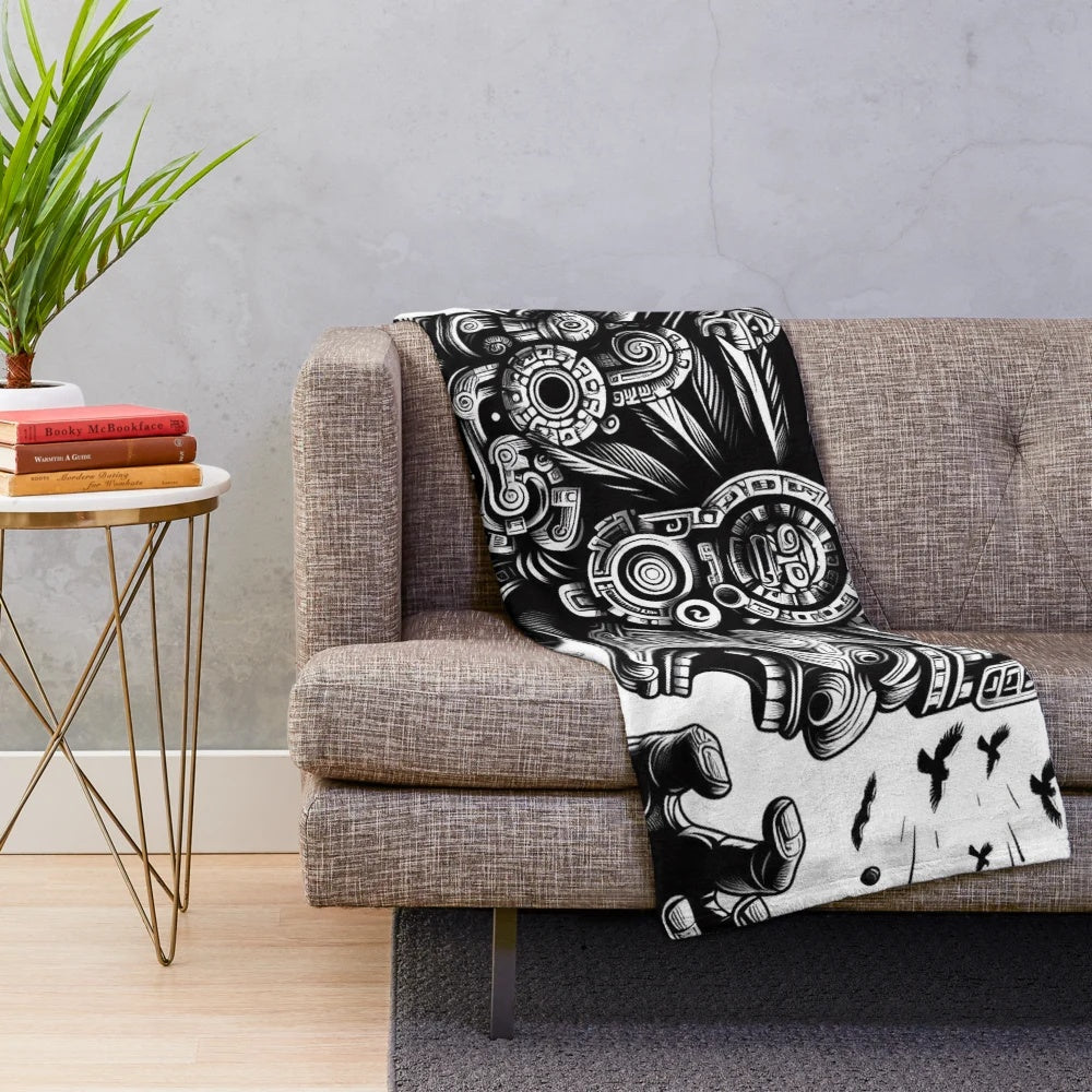 Mayan gods plush blanket featuring ancient deities and mystical symbols