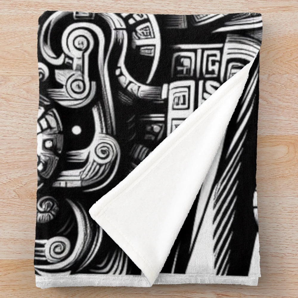 Mayan gods plush blanket featuring ancient deities and mystical symbols