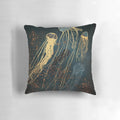 Metallic jellyfish pillow in copper, gold, and bronze tones for a contemporary ocean-themed home accent.