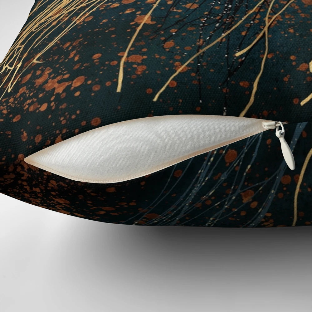 Metallic jellyfish pillow in copper, gold, and bronze tones for a contemporary ocean-themed home accent.