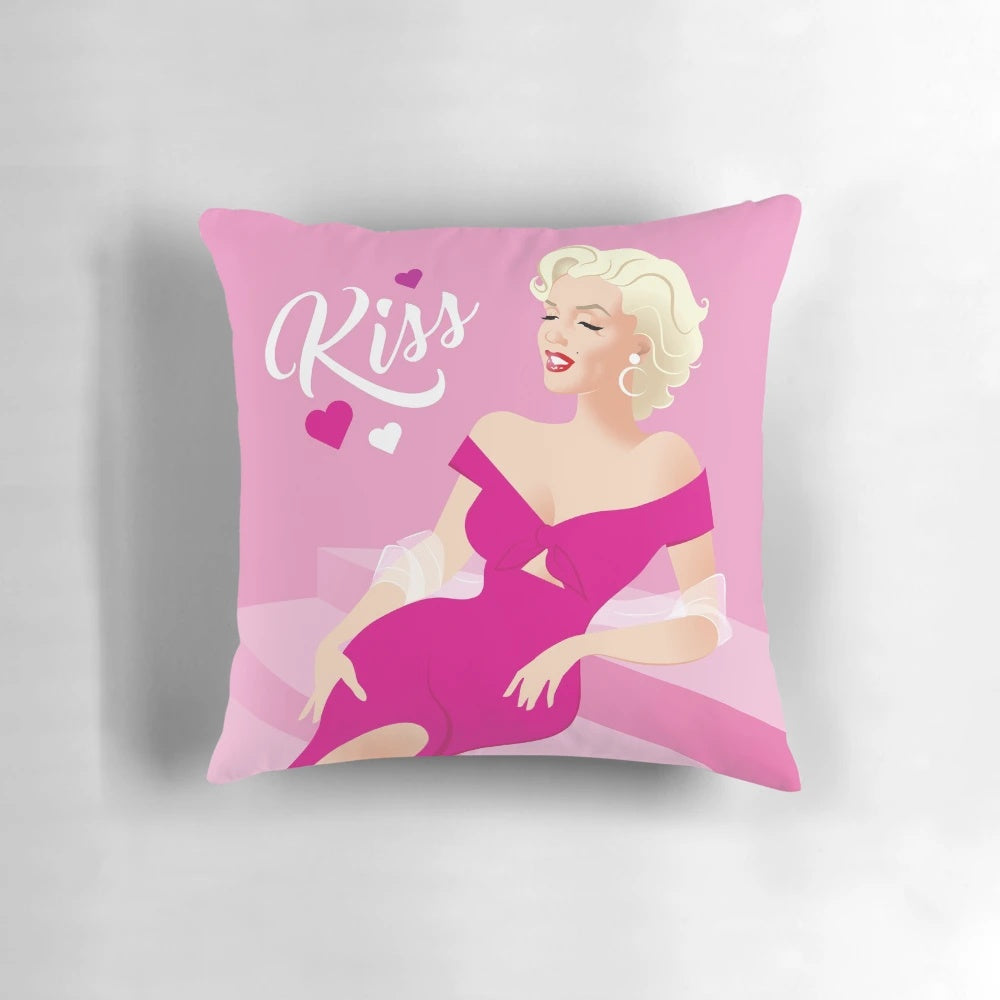 Enchanting MM Kiss Pillow featuring a classic blonde bombshell design