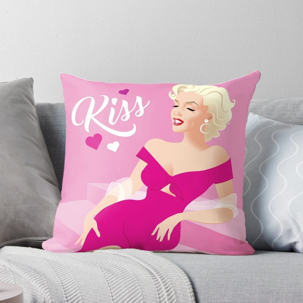 Enchanting MM Kiss Pillow featuring a classic blonde bombshell design