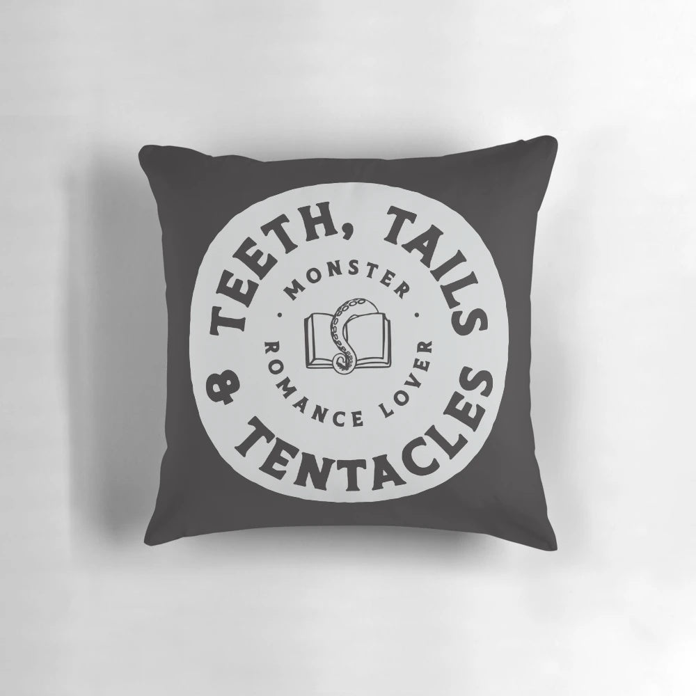 A cozy pillow featuring a monster romance design, perfect for book lovers and romance enthusiasts.