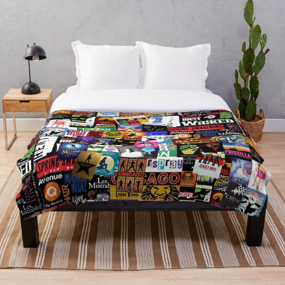 Musicals Collage II Original Plush Blanket for performing arts enthusiasts