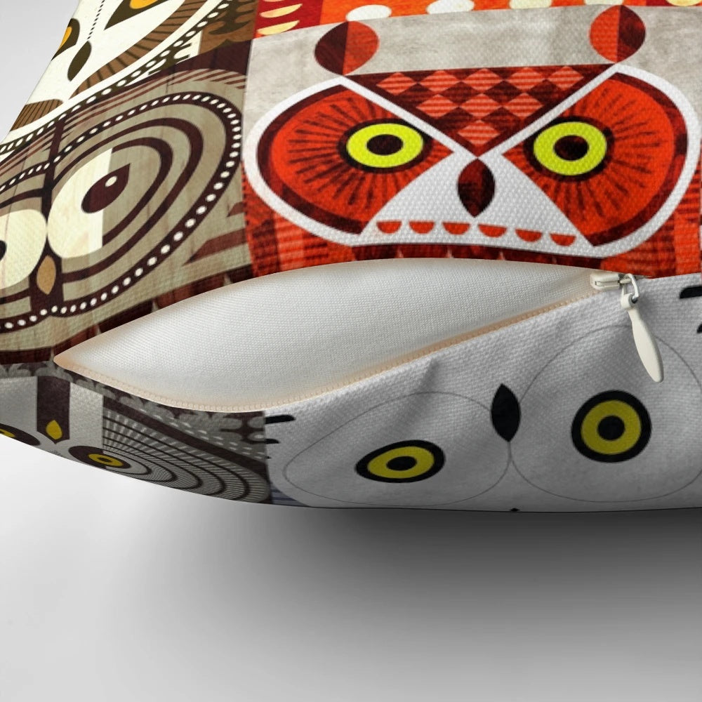 Artwork of various species of North American owls