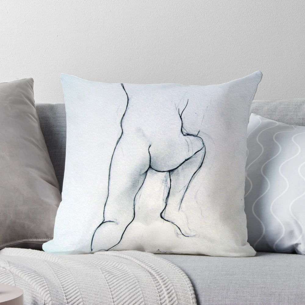 A stunning pencil drawing depicting the back and legs of a young, nude Irish male figure.