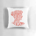 Decorative throw pillow featuring a Jane Austen quote from Pride and Prejudice