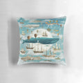 An ocean-inspired book art pillow featuring a whale and other nautical elements against a night sky.