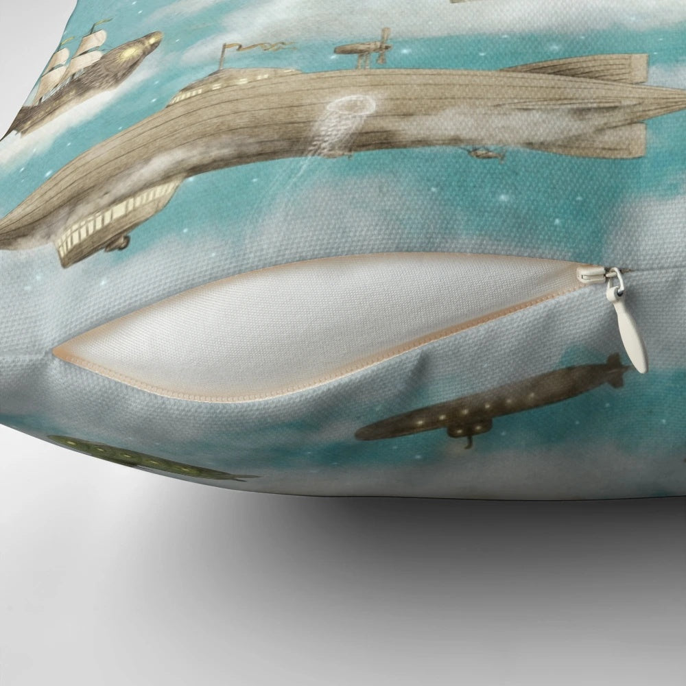 An ocean-inspired book art pillow featuring a whale and other nautical elements against a night sky.