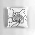 A beautiful black and white octopus pillow, featuring intricate tentacles and a striking design inspired by the ocean.