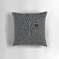 A beautifully detailed owl-themed pillow with a symmetrical pattern, perfect for adding a touch of nature and intrigue to any room.